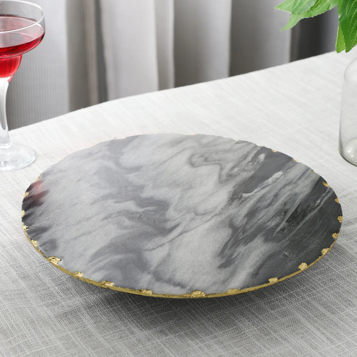 Black Marble Lazy Susan 360degree Rotating Platter - NikkisPride