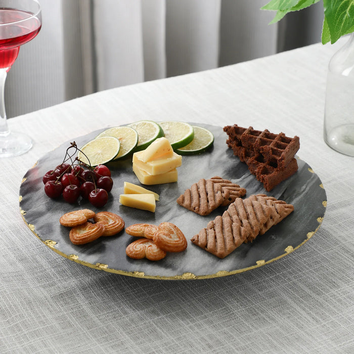 Black Marble Lazy Susan 360degree Rotating Platter - NikkisPride