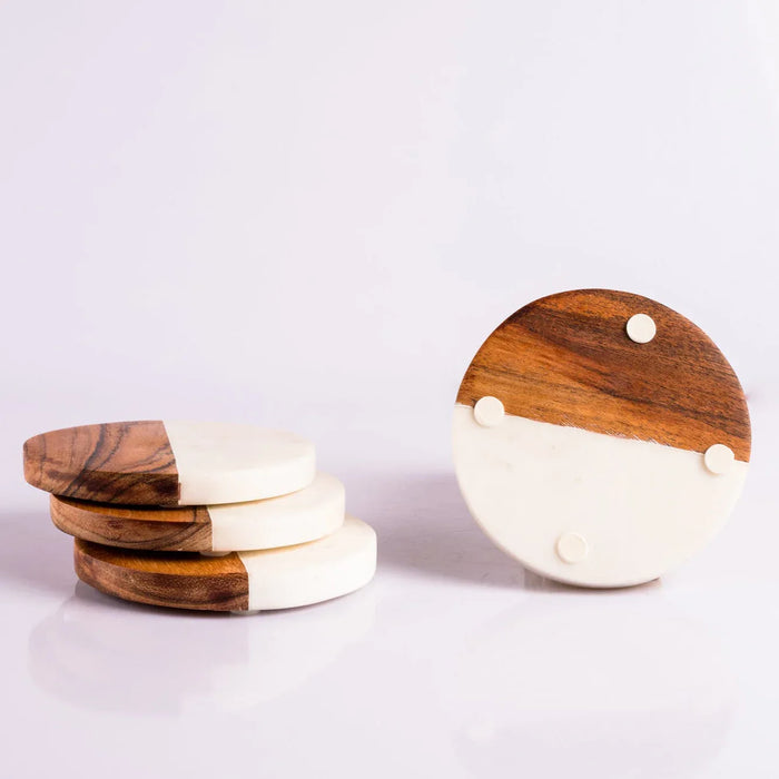 Marble White Gold Foil Tea Cookie Coasters Set Of 2 - NikkisPride