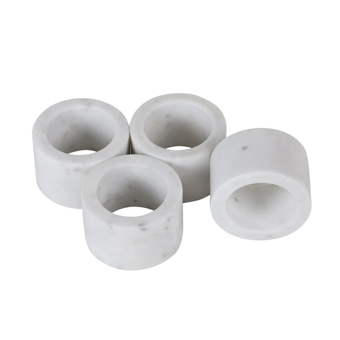 Round White Marble Napkin Rings (Set of 4) - NikkisPride