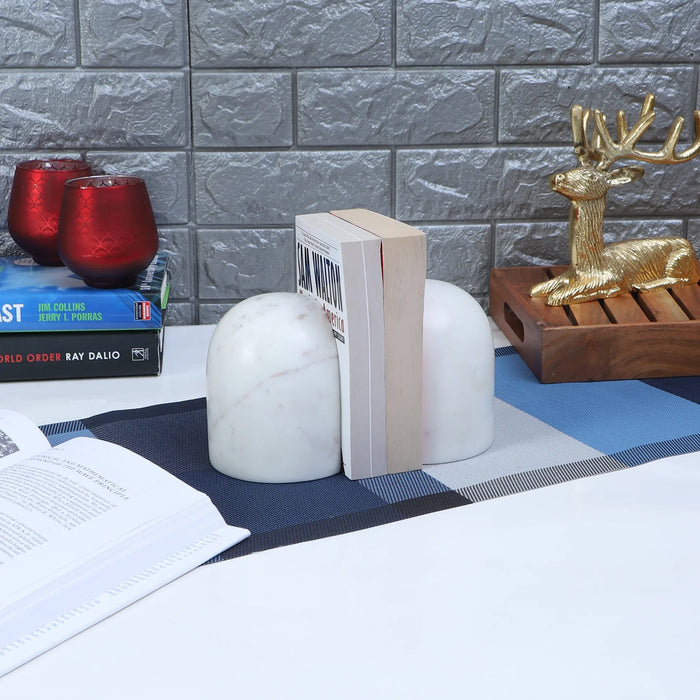 White Marble Bookends – Pair - NikkisPride