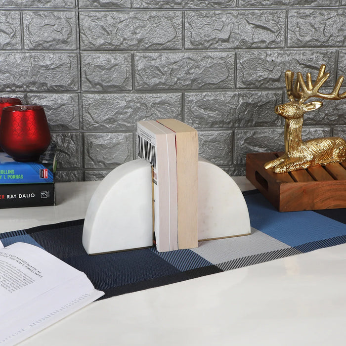 White Bookends with Brass Inlay – Set of 2 - NikkisPride