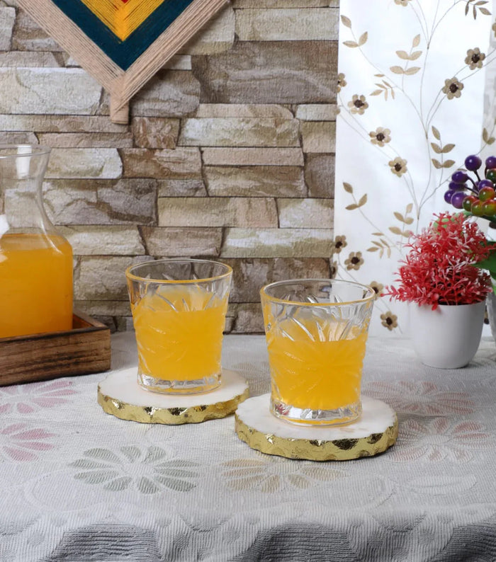 Marble Coaster Set of 4 with Golden Foil Design - NikkisPride
