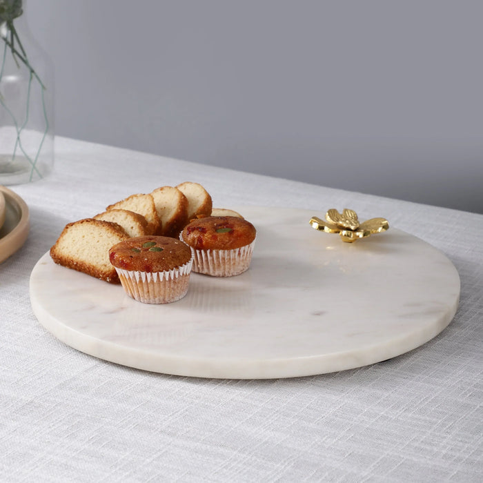 Hexegeon Serving Platter With Brass Flower Embedded - NikkisPride