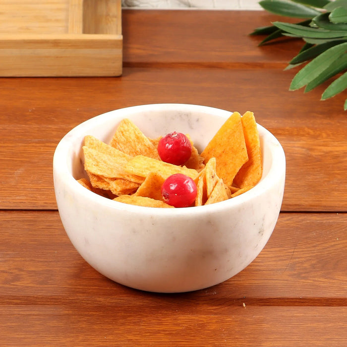 White Marble Bowl – Multi-Purpose Serveware for Pasta, Fruits & More - NikkisPride